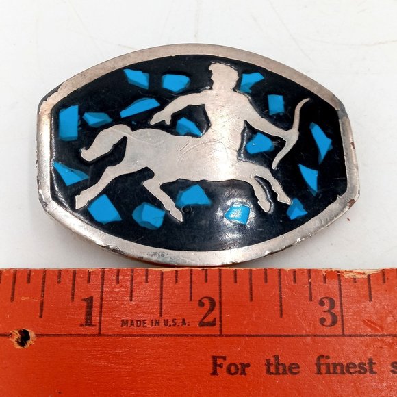 Sagittarius Belt Buckle Astrology Zodiac Sign Turquoise Chips Archer November - Picture 3 of 11